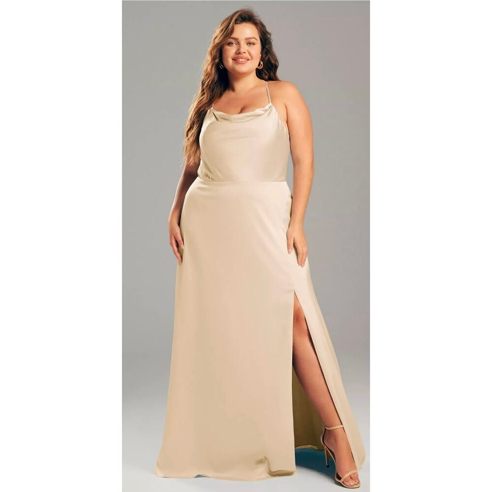 AW Bridal Kora Dress in Champagne satin gown champagne, Size 16